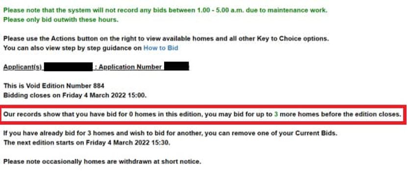 Screenshot showing areas where not to select