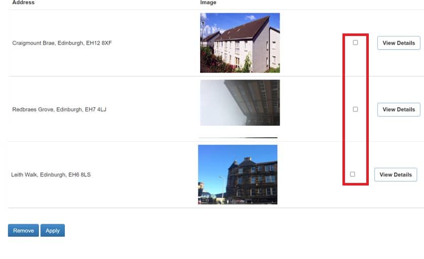 Screenshot showing areas where not to select